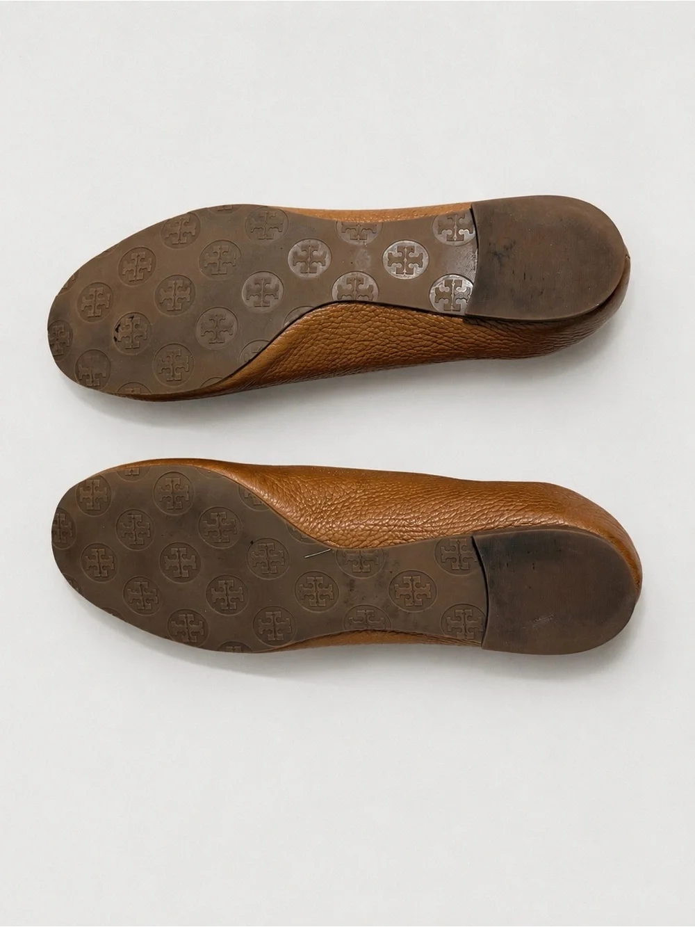 Tory Burch Brown Leather Logo Ballet Flats
